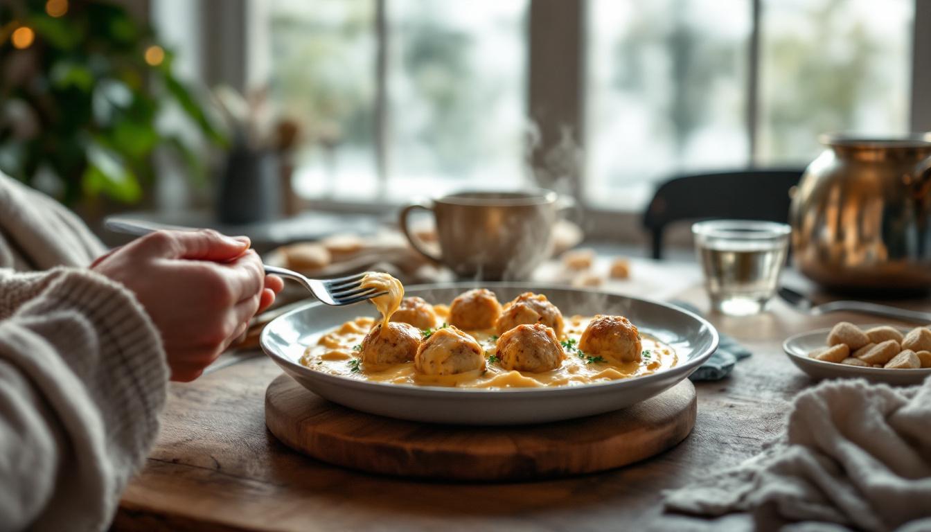 ontdek gehaktballetjes in romige kaassaus, het perfecte winterse comfortgerecht dat een ware comeback maakt. warm je op met deze smakelijke klassieker!