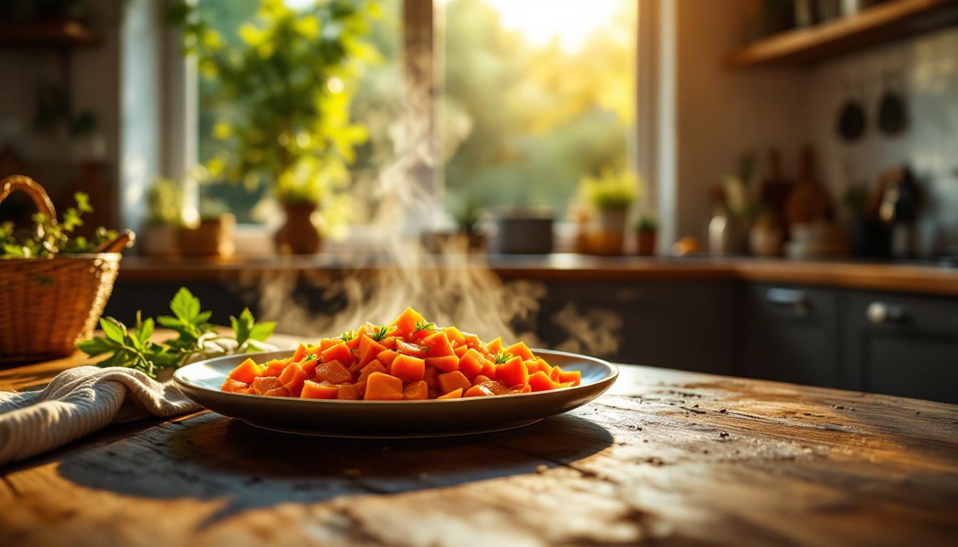ontdek de heerlijke combinatie van hete bliksem met zoete aardappel, een zachte en moderne twist op de traditionele nederlandse klassieker.